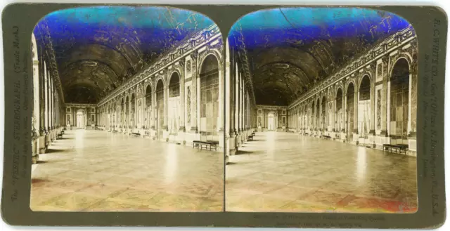 Stereo France, Château de Versailles, Galerie des Glaces, 1902 Vintage stereo ca
