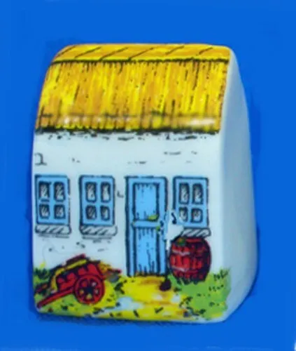 Birchcroft Miniature House Shaped Thimble -- Thatch Cottage