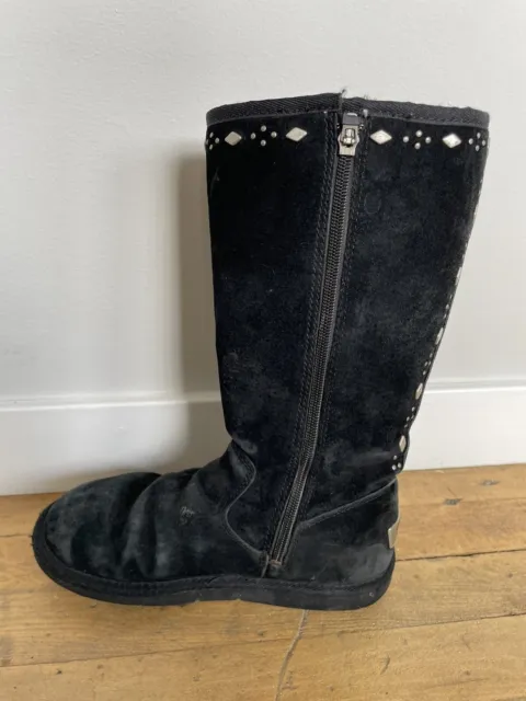 UGG AUSTRALIA JOPLIN Winter Boots Women’s Size 7 Black Suede Sheepskin ...