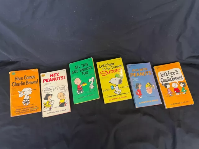 Vintage Peanuts Charlie Brown Snoopy Paperback Book Charles M. Schultz Lot of 6