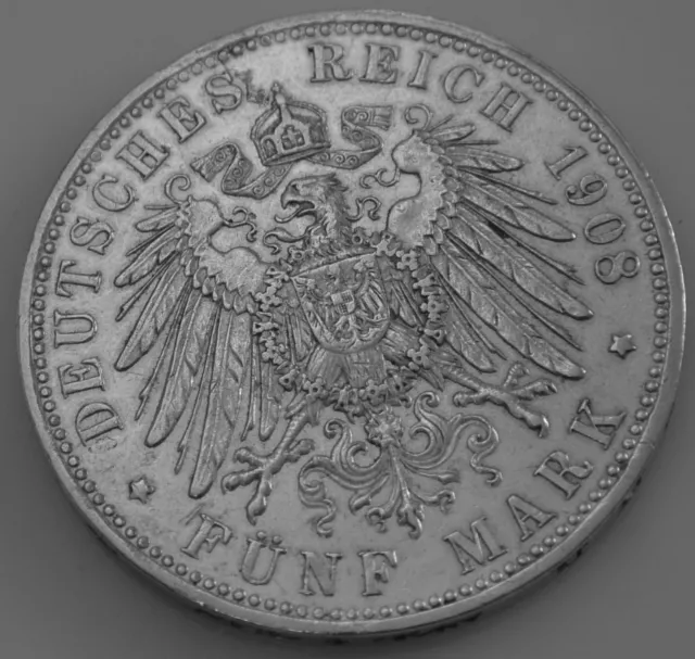 5 Mark Otto König 1908 D Von Bayern  Münze Silber . 2