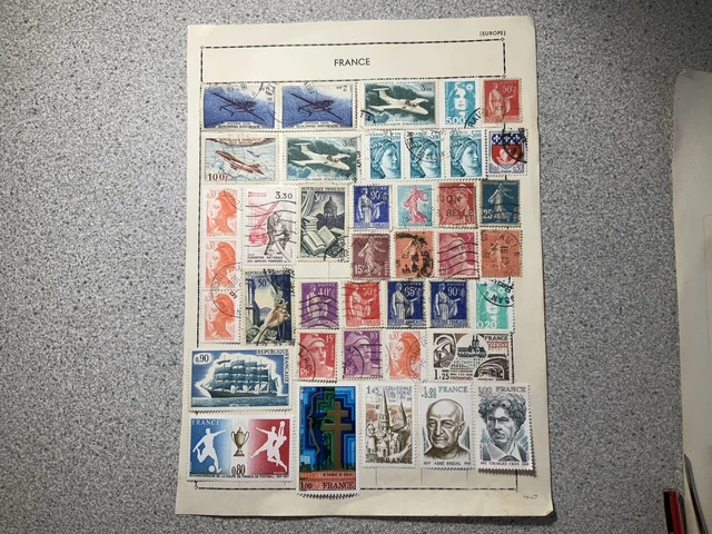 40 X French Stamps On Page. Some Mint