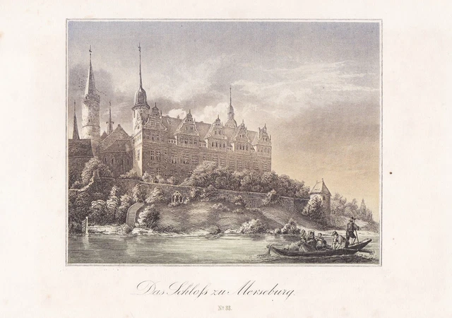 Merseburg Castillo Aspecto Litografía Litio Schwabe Osti 1850
