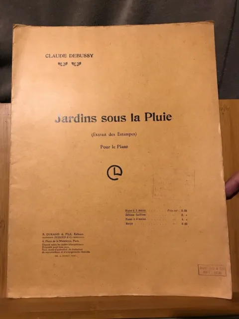 Claude Debussy Jardins sous la pluie estampes partition piano éd. Durand