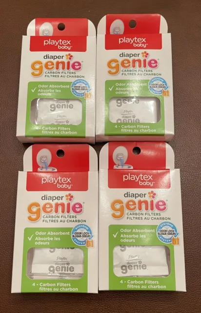 Lot of 4 Playtex Carbon Filter Refill for Diaper Genie 4 Filters Per Box = 16