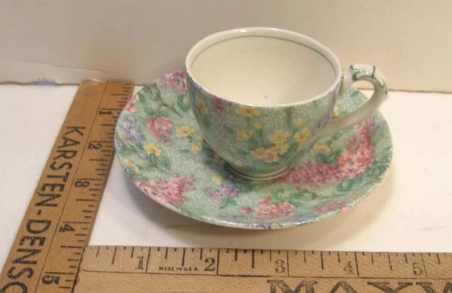 Vintage 1930'S Empire England English Ceramic Chintz Demitasse Cup & Saucer