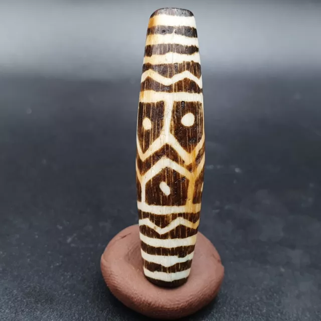 Vintage Asian Burmese Old Pumtek pyu petrified Wood Stone bead