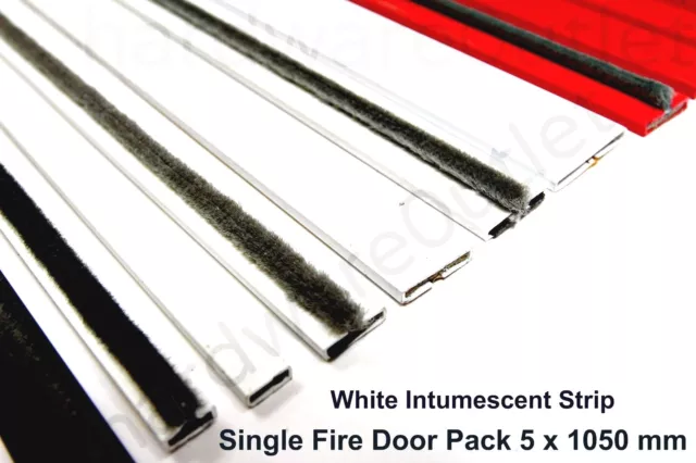 WHITE Intumescent Strip Door Fire Seals 5 Lengths @ 1050mm Fireseal Fire & Smoke