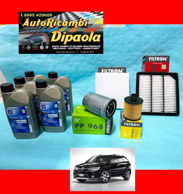 Kit Tagliando Fiat Freemont 2.0 Jtd Multijet 6L Olio Sintetico 5W30 Kit 4 Filtri