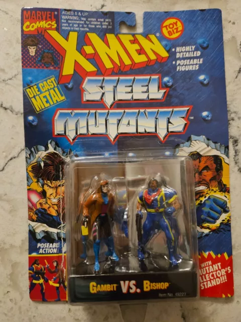 GAMBIT vs BISHOP X-Men Steel Mutants Marvel Die Cast Metal Figures NEW Toy Biz