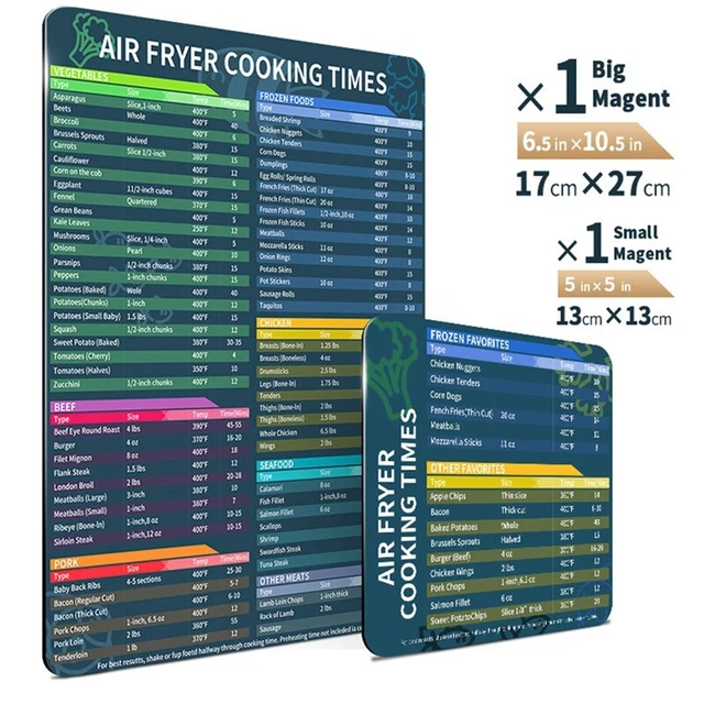 FEUILLES DE TEMPS de Cuisson MagnéTiques AirFryer Accessoires AirFryer Temps de EUR 10,19