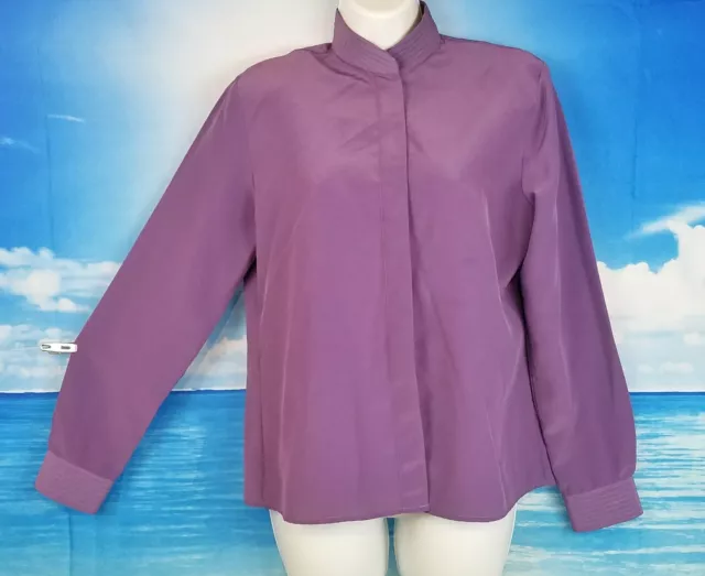 KAREN SCOTT Womans PURPLE Blouse LONG Sleeve Shirt Lightweight Top size Small