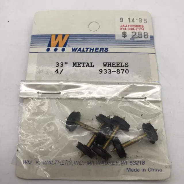 Walthers Proto HO Scale 933-870 33" Turned Metal Wheel Set, Metal Axles, 4-Pack