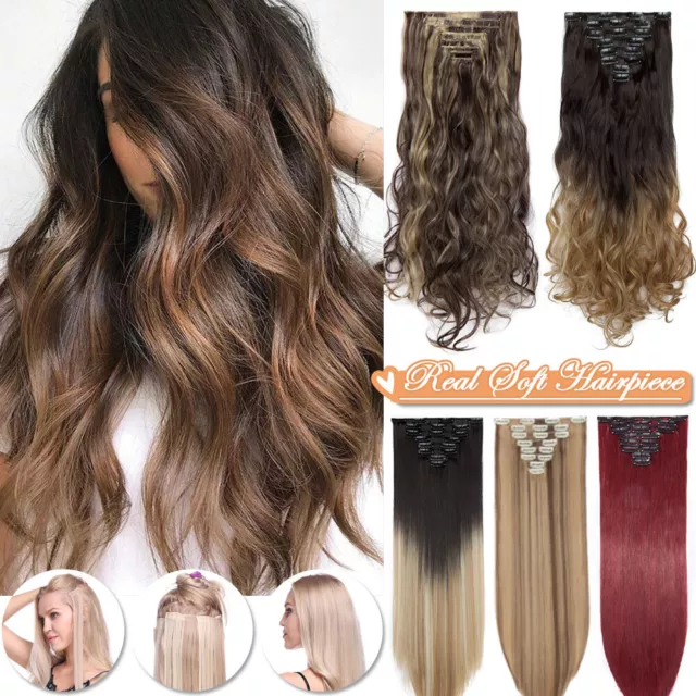 CLEARANCE Clip in 100% Real Natural Hair Extension 8Pcs 18Clips On Long as Human