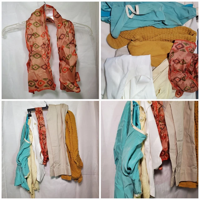 Vintage LOT OF 6 1950s 1960s Colorful Clothing Silk Top Pants Scarf Sweater