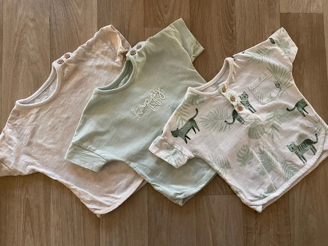 T-shirt bambino 3-6 mesi George set di 3 top maniche corte con bottoni