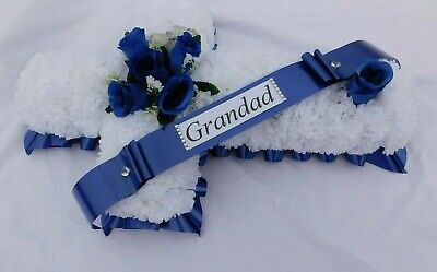 Artificial Silk Funeral Flowers Blue Cross Memorial Wreath Grandad,Dad,Brother 3