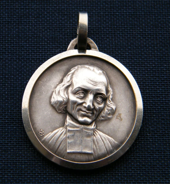 Médaille religieuse ancienne victorienne le sacré cœur de Jésus argent sterling français Art Nouveau - France