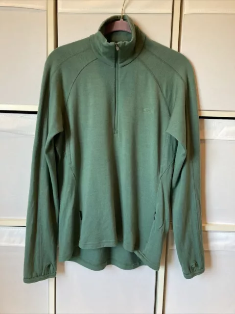 Icebreaker 1/4 Zip Pullover Shirt Womens M Sport 320 Merino Wool Baselayer Green