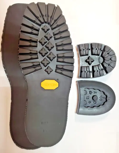 Vibram #100 Montagna Pair of Full Sole + Pair of heel replacements For Size 13