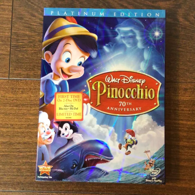 Disney’s Pinocchio (2-Disc DVD Set, 2009 70th Anniversary Platinum Edition) NEW