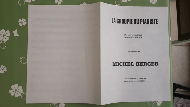 PARTITION CHANSON LA groupie du pianiste, paroles et musique de MICHEL