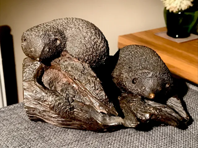 Heredities  - Cold Cast Bronze sculpture of Two Hedgehogs