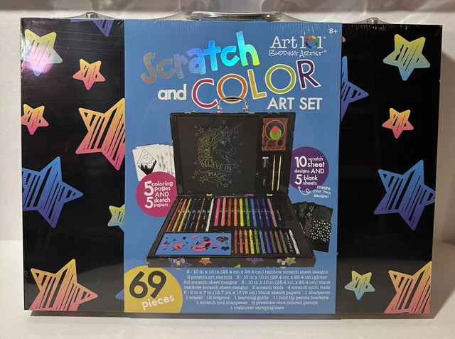 Scratch & Color Art Set 69 pieces in carrying case Brand New