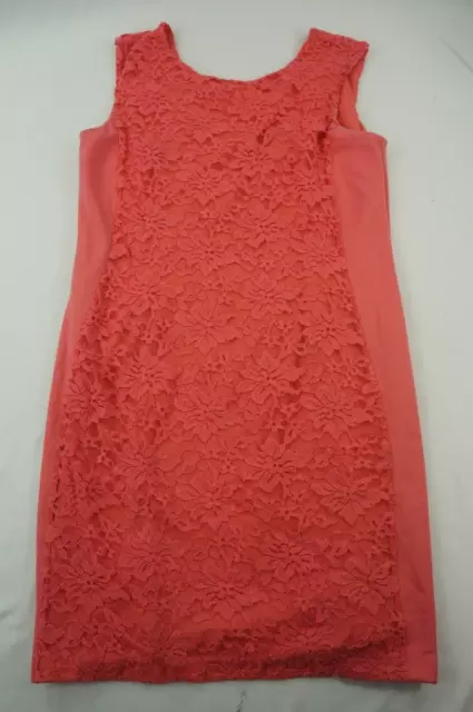 Apt. 9 Women Large Pink Cotton Floral Lace Sleeveless A-Line Dress O410