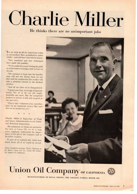 1959 Union Oil Charlie Miller Supervisor Wage And Salary Administration Print Ad
