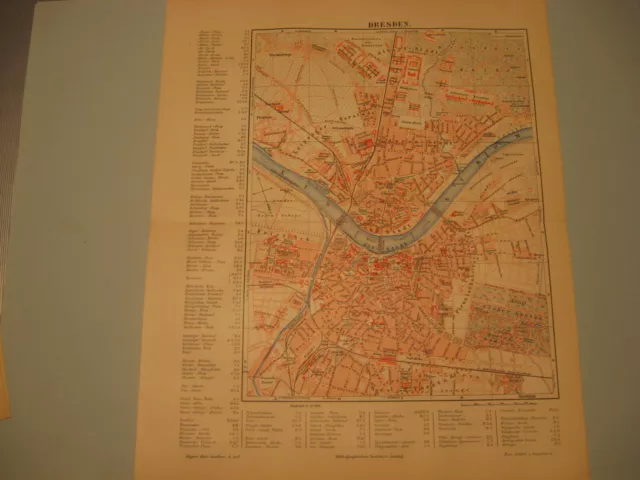 Dresden-Umgebung- Karte von 1885 Stadtplan mit Straßenregister-Seltens Original