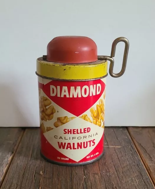 Vintage Tin EMERALD Shelled Walnuts NUT GRINDER California Walnut
