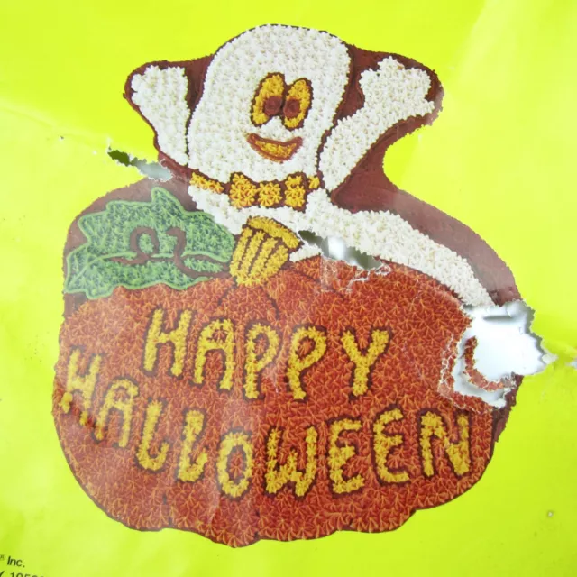 Vintage Amscan- Ghostly Greeting Cake Pan-Ghost Pumpkin Jack O Lantern Halloween 3