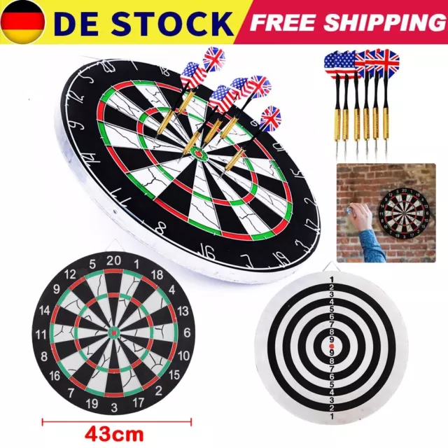 Profi Dartscheibe inkl. 6 Dartpfeile Steeldart Dartboard Turnier Dart Set Sisal