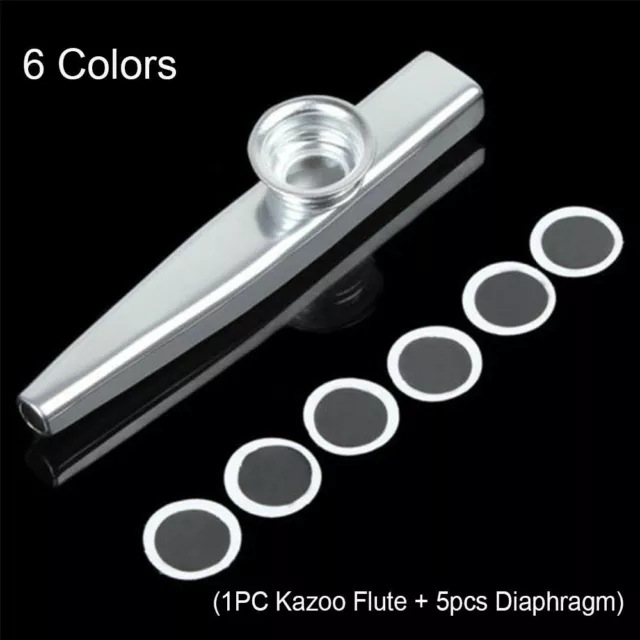 Fashion Gift Silver Children Kids Harmonica Kazoo Flute 5 Pcs Diaphragm Metal