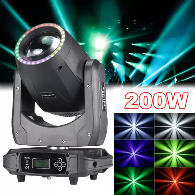 200W LED Moving Head Light RGBW Gobo Beam Stage Spot Lighting DJ Disco Show DMX