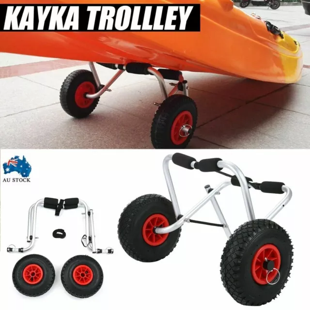 Kayak Canoe Trolley W/ Strap Aluminium Collapsible Wheel Cart Carrier Foldable