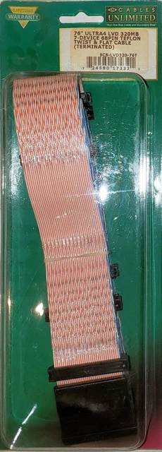 Cables Unlimited 82-in, 7 Device Ultra320 LVD SCSI Cable Twist & Flat Terminated