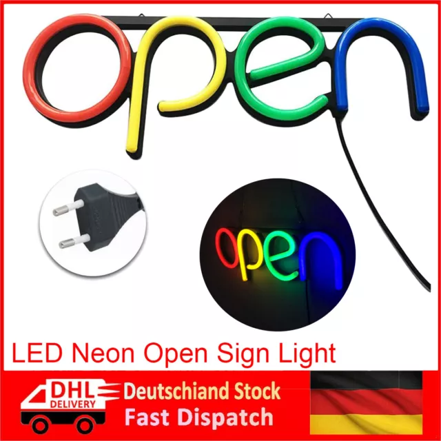 LED Open Geöffnet Schild Leuchtschild Pizza Shisha Friseur Leuchtreklame  Display