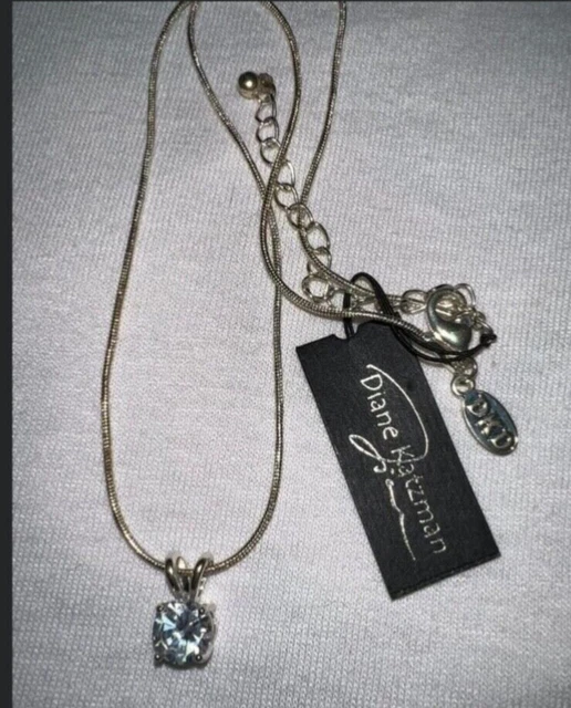 NWT DIANE KATZMAN Design Silver round solitaire cz necklace wedding 17 20 N2 20.00 PicClick
