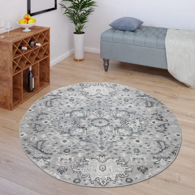 Alfombra Salón Pelo Corto Diseño Oriental Con Ornamentos Modernos Antracita Gris 2