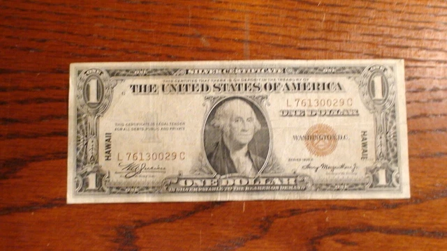 1935 A One Dollar Hawaii Note Very Fine $1.00 Silver Certificate Bill!