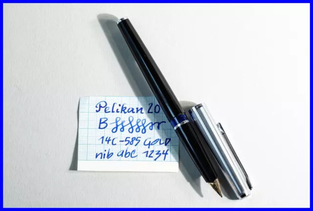 1968 PELIKAN P20 SILVEXA Patronen Füller B 14C GOLD Feder mit EMAILLE LOGO