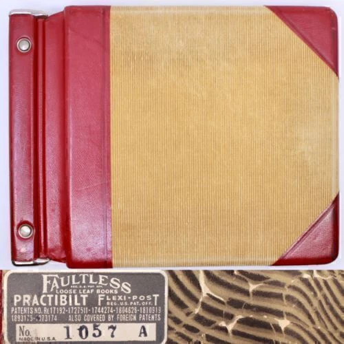 VINTAGE LEATHER Binder Mid Century Office Supplies FAULTLESS PRACTIBILT RED