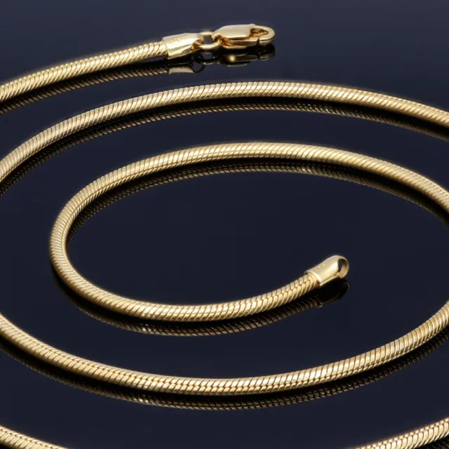 MASSIVE Schlangenkette 585 14K ECHT GOLD 55cm 2mm Goldkette Halskette Schmuck