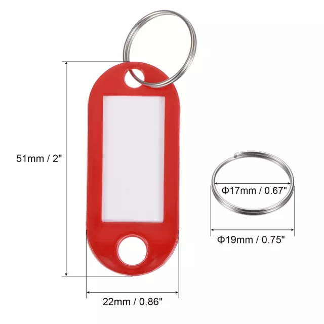 48pcs 51x22mm Plastic Luggage Key Tags with Split Rings 6 Colors 2