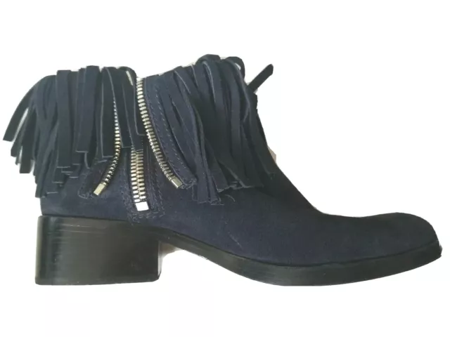 3.1 PHILLIP LIM Womens Alexa Suede Fringed Ankle Boots Midnight Blue US 8