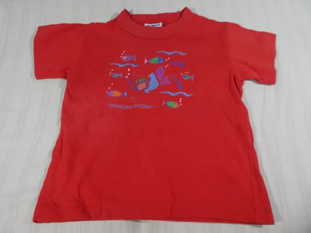 Rare Vintage Oshkosh B’gosh 2t Fish Diver Underwater SHIRT Crayon Graphic I1