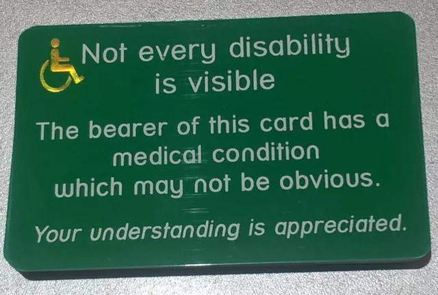 Carta disabilità invisibile | Carta disabilità nascosta | P&P gratuita 3