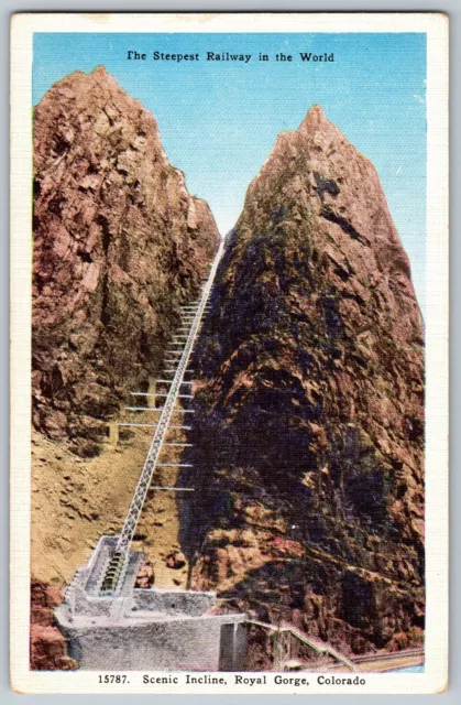 Colorado CO - Scenic Incline from Bottom of Royal Gorge - Vintage Postcard